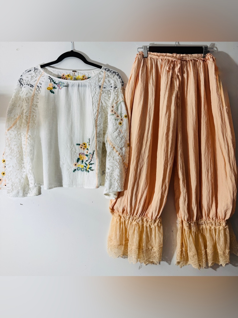 FREE PEOPLE 2 PIECE SET - RARE...HAND CRAFTED CROP TOP & FOREVER YOUNG BLOOMERS